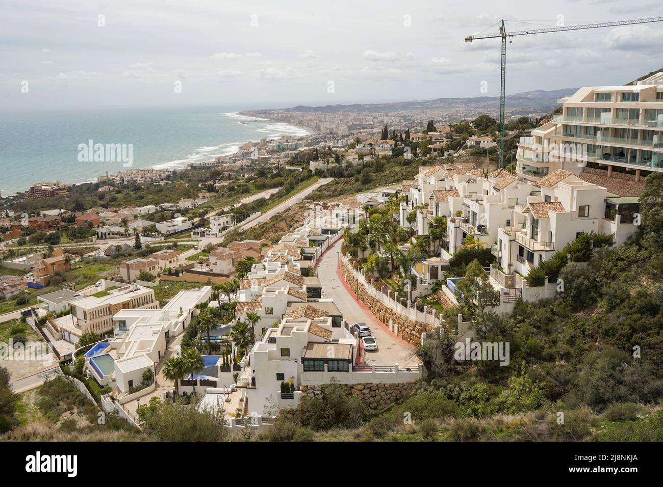 Kürzlich erbauten Luxusimmobilien, in der Nähe des mittelmeers, Benalmadena Costa, Andalucia, Spanien. Stockfoto