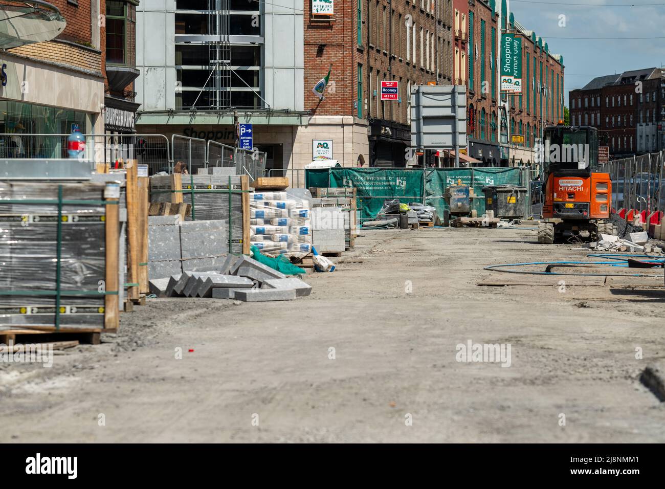 Erweiterung einer der Hauptstraßen der O'Connell Street in limerick, Irland, Mai 15,2022 Stockfoto