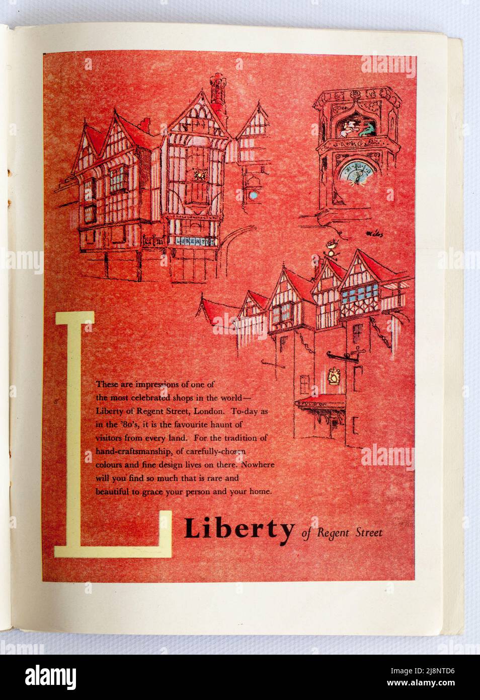 Alt 1950s Britische Werbungfür Liberty of London Stockfoto