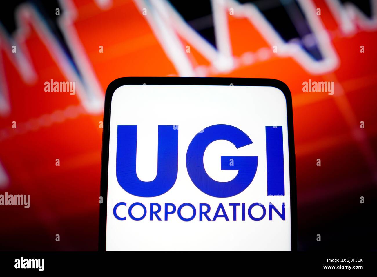 In dieser Abbildung wird das Logo der UGI Corporation auf einem Smartphone angezeigt. Stockfoto