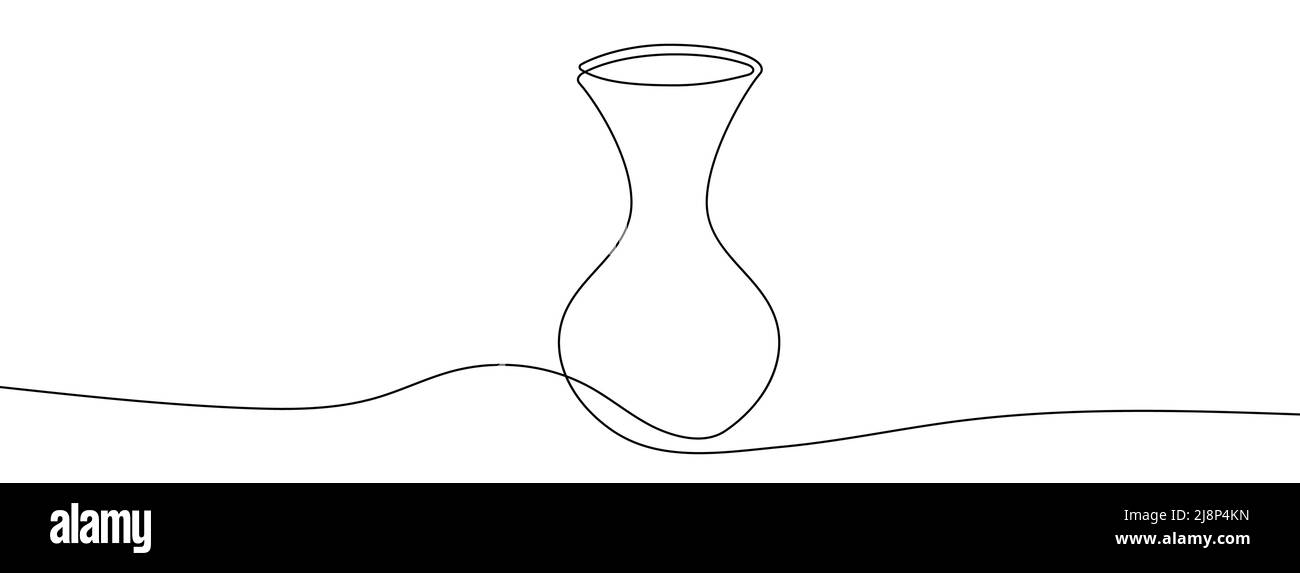 Kontinuierliche Linienzeichnung der Vase. Hintergrund für einzeilige Zeichnung. Vektorgrafik. Lineare Zeichnung einer Vase Stock Vektor
