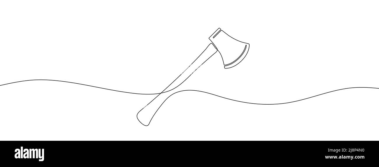 Kontinuierliche Linienzeichnung der Axt. Lineares AX-Symbol ...