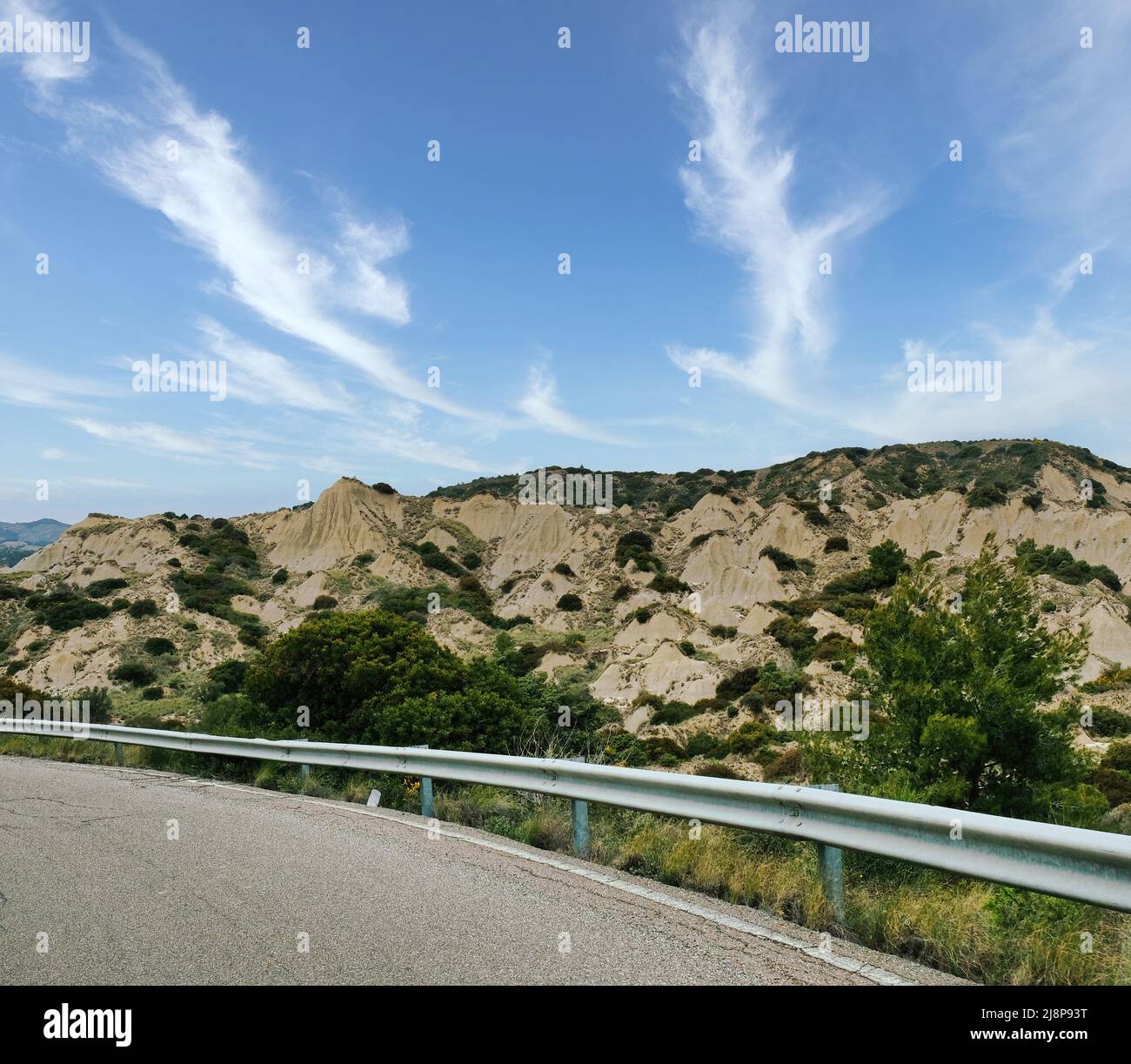 Die schöne Landschaft von Mdera in Basilicata durch die besondere Exformation, die die Calanchi ein besonderes geologisches Phänomen bilden gekennzeichnet Stockfoto