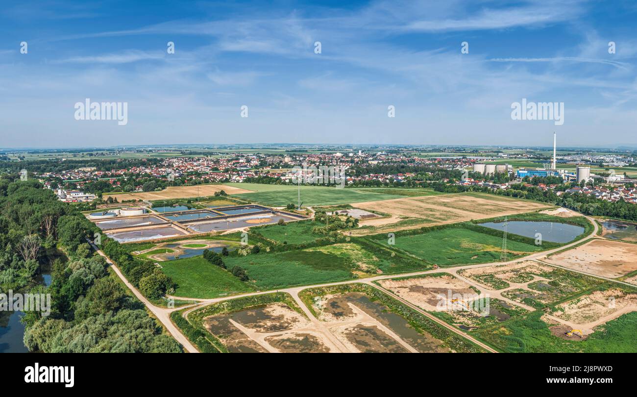 Luftaufnahme zum Isartal bei Plattling in Niederbayern Stockfoto