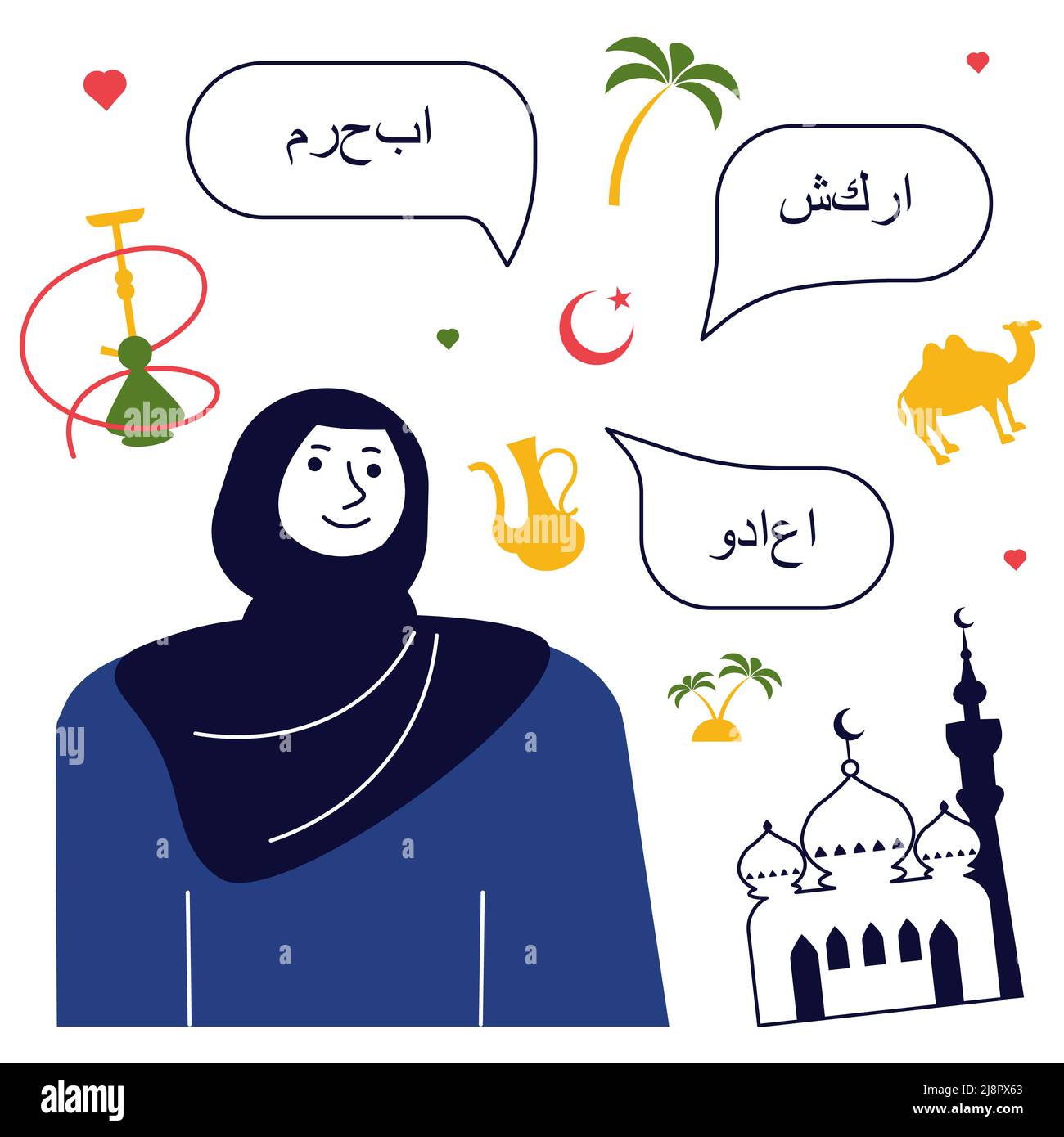 Konzept des arabischen Sprachkurses oder der Schule Stockfoto