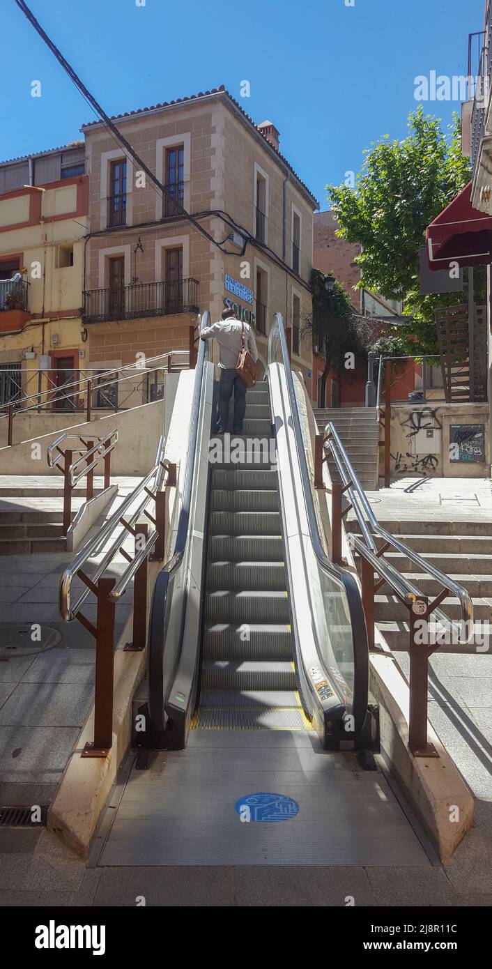 Alzapiernas Scalator in Caceres Downtown, Extremadura, Spanien Stockfoto