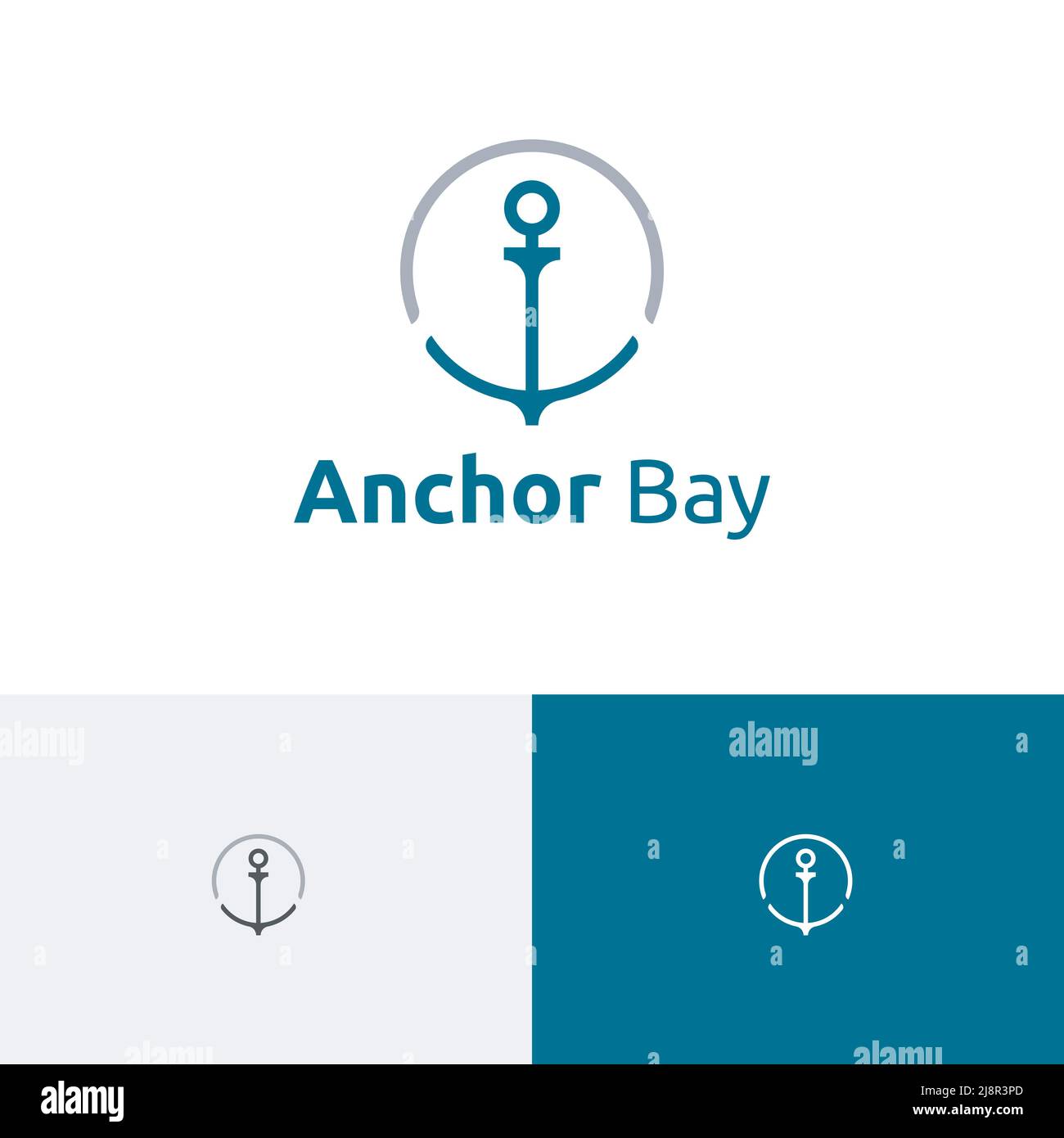 Circle Anchor Ship Sea Ocean Tour Abenteuer Nautisches Monoline Logo Stock Vektor