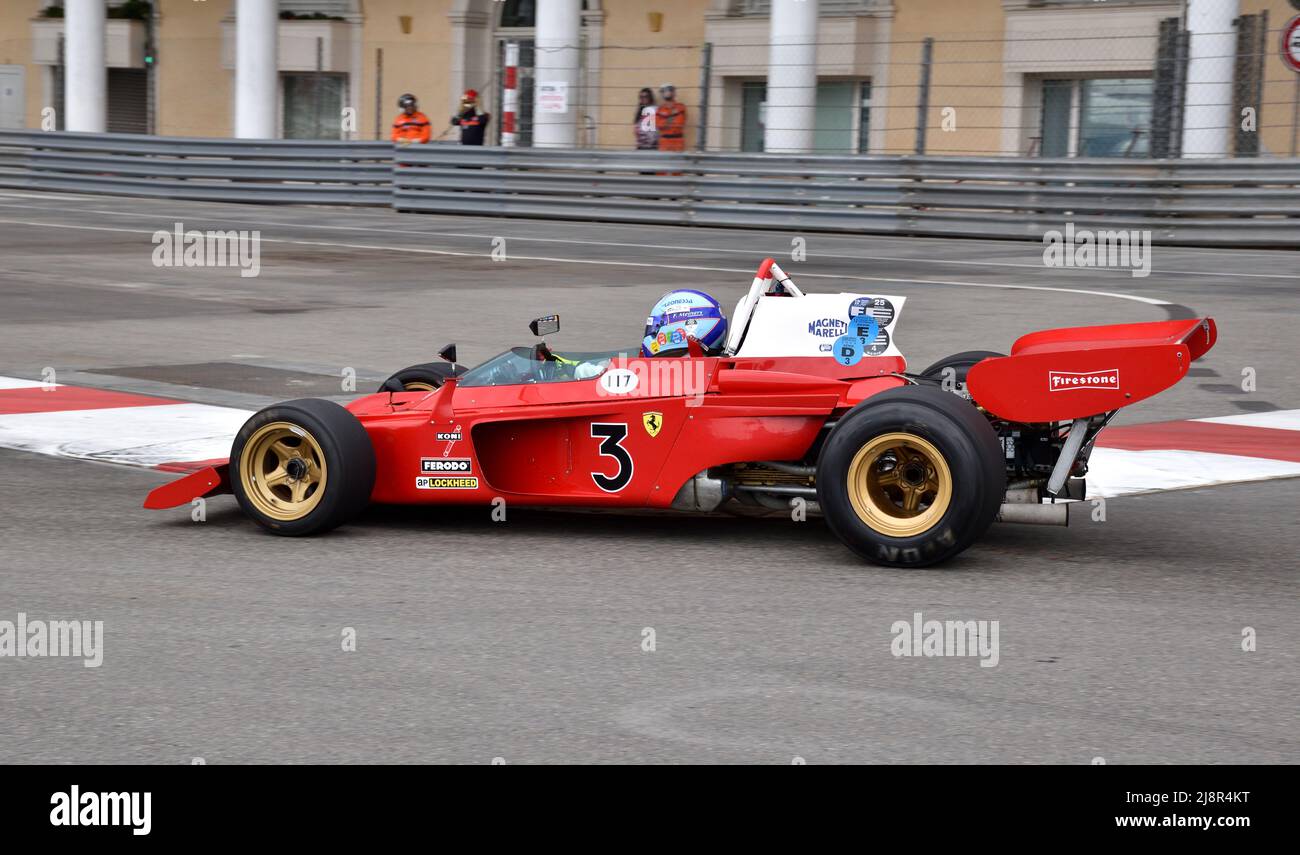 Historischer großer preis von monaco 2022 - qualifying am samstag und rennen am sonntag - Ferrari 312B3 Prototyp 'Spazzaneve', nie gefahren Stockfoto