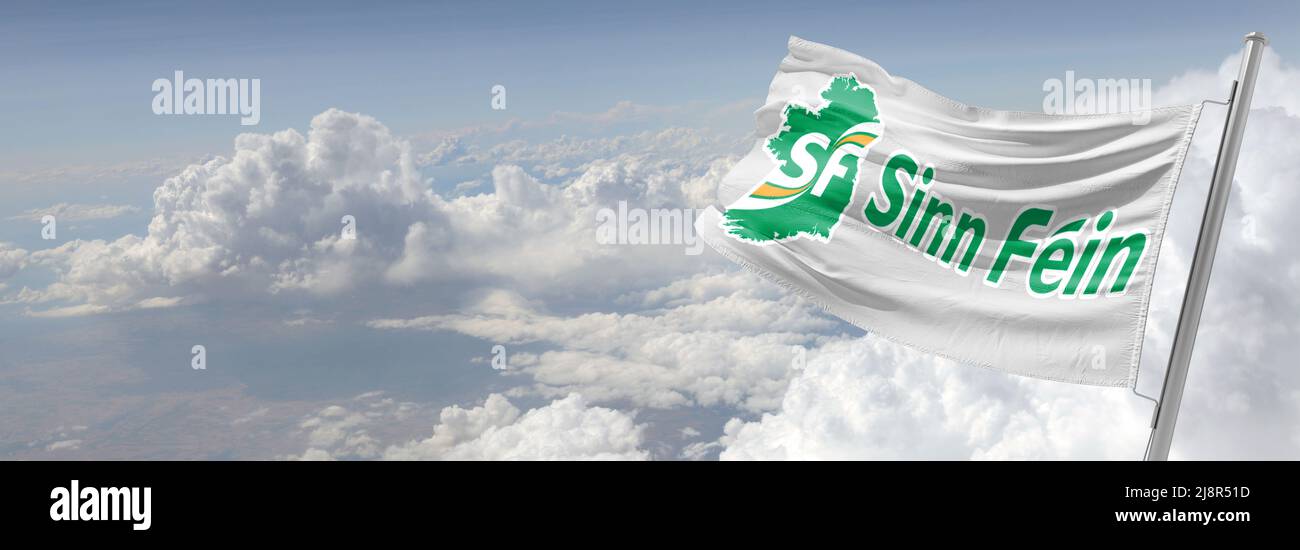 Sinn-Féin-Flagge. Politische Partei, die sowohl in der Republik Irland als auch in Nordirland aktiv ist. Stockfoto