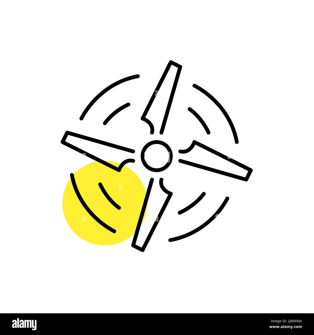 Drone Propeller Draufsicht mit rotierenden Blättern. Pixel Perfect Line Art-Symbol Stock Vektor