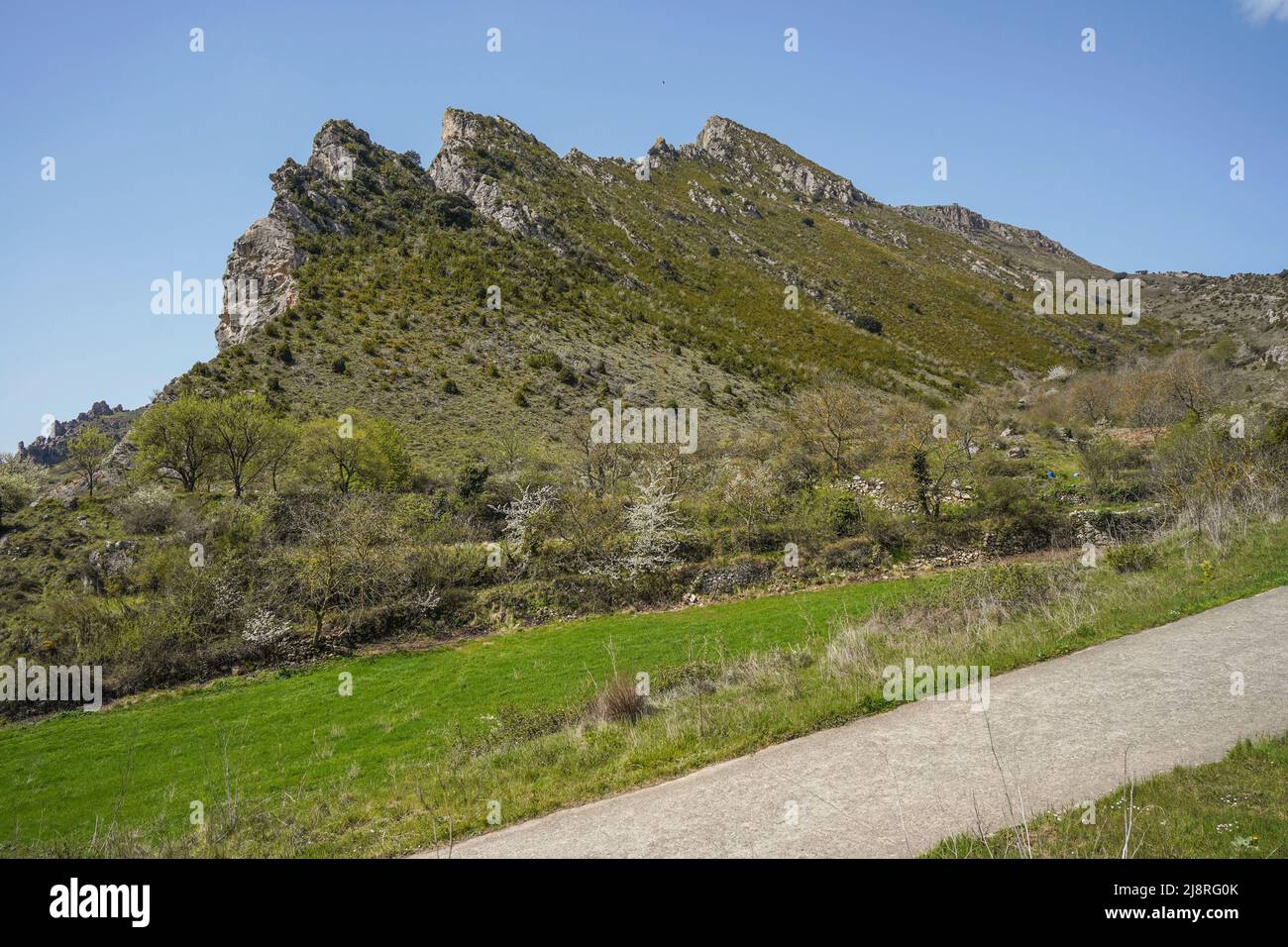 Pancorbo Spanien, Obarenes Gebirge um Pancorbo in der Provinz Burgos, Kastilien und León, Spanien. Stockfoto