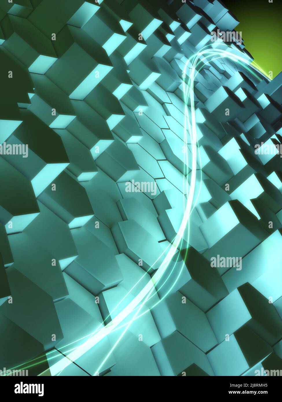 High-Tech-Hintergrund mit hellblau als dominante Farbe. Digitale Illustration Stockfoto