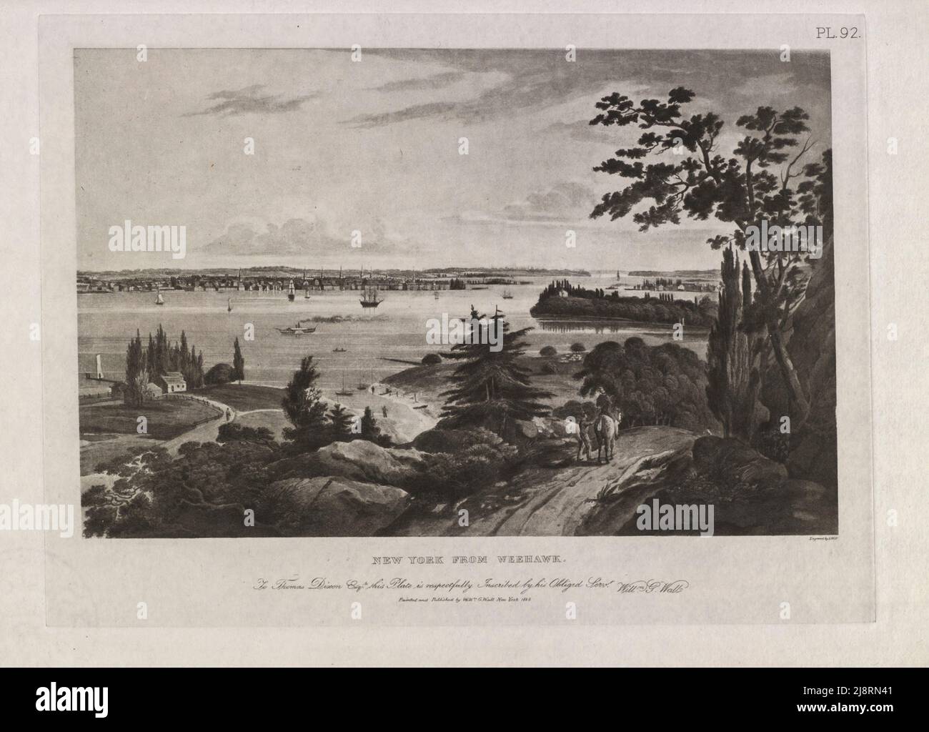 New York aus WEEHAWK [The Wall View from Weehawken] 1820-3 die Ikonographie von Manhattan Island, 1498-1909, zusammengestellt aus Originalquellen und illustriert mit Foto-Tiefdruck-Reproduktionen wichtiger Karten, Pläne, Ansichten und Dokumente in öffentlichen und privaten Sammlungen - Band 3 von Isaac Newton Phelps Stokes, Publisher New York : Robert H. Dodd 1918 Stockfoto