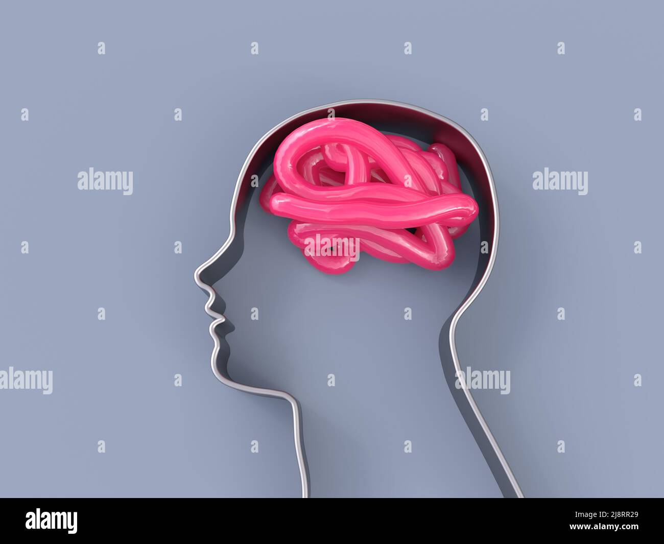 Menschlicher Kopf gefüllt mit künstlichem Gehirn Stockfoto