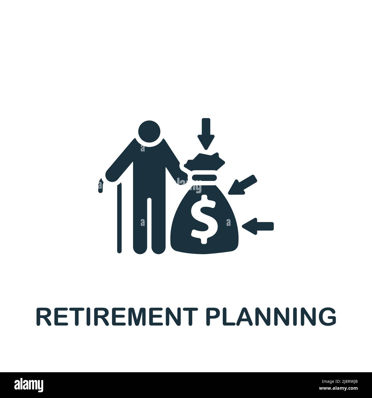 Symbol „Altersvorsorge“. Monochrom Simple Insurance Icon für Vorlagen, Webdesign und Infografiken Stock Vektor Symbol „Altersvorsorge“. Monochrom Simple Insurance Icon für Vorlagen, Webdesign und Infografiken Stock Vektor