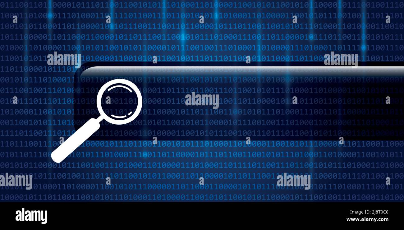 Web Online-Suche blauen digitalen Hintergrund mit Binärcode Stock Vektor