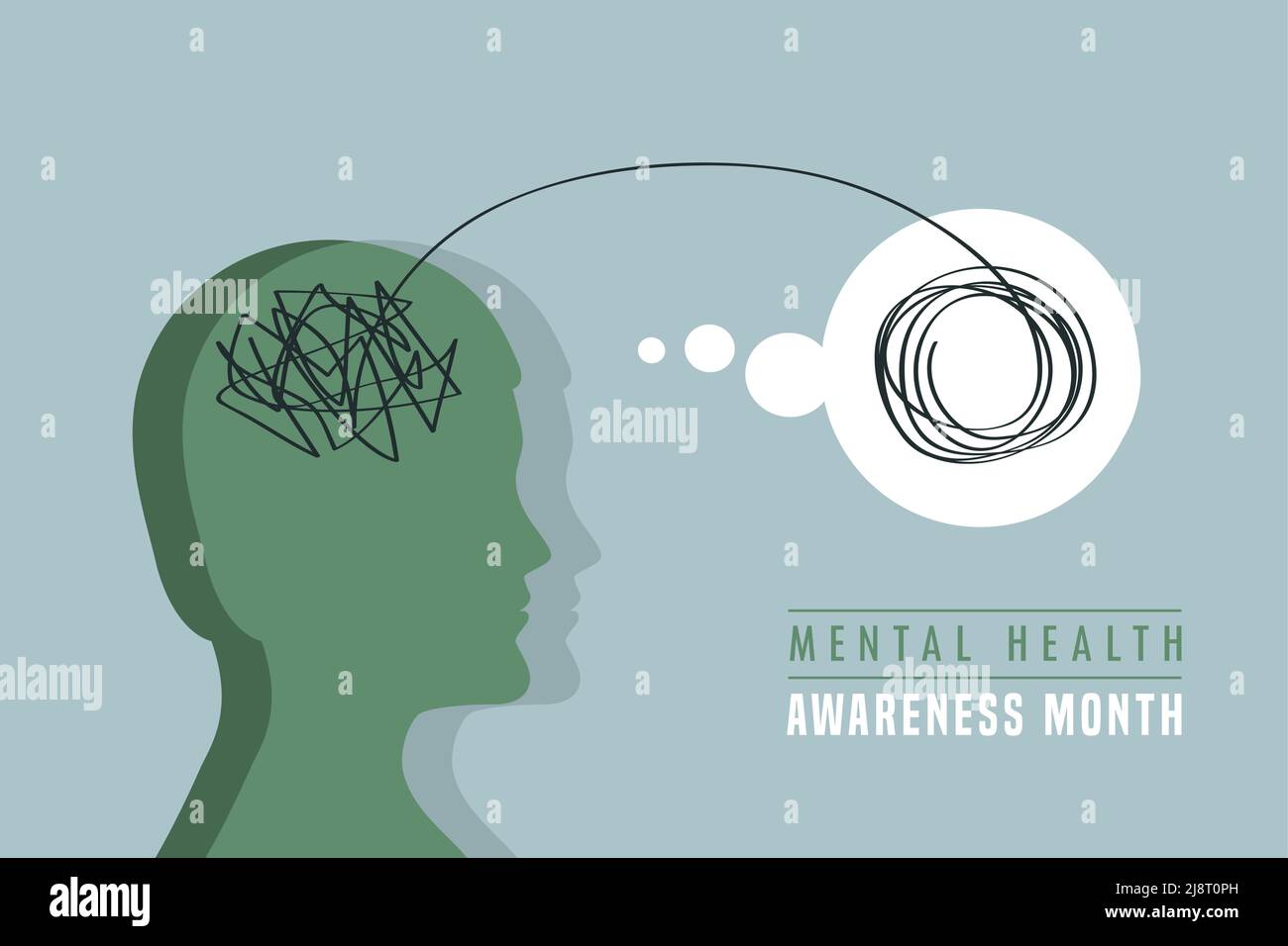 Bewusstsein für psychische Gesundheit Monat Konzept Mann Gehirn Stock Vektor