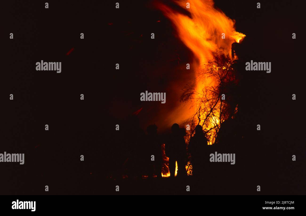 Lagerfeuer bei der Guy Fawkes Night, Helensburgh, Schottland Stockfoto