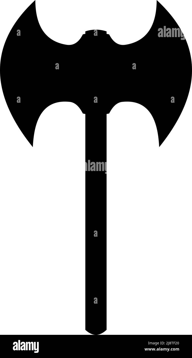 Vektordarstellung der Ikone schwarze Farbe Silhouette einer wikingeraxt Stock Vektor