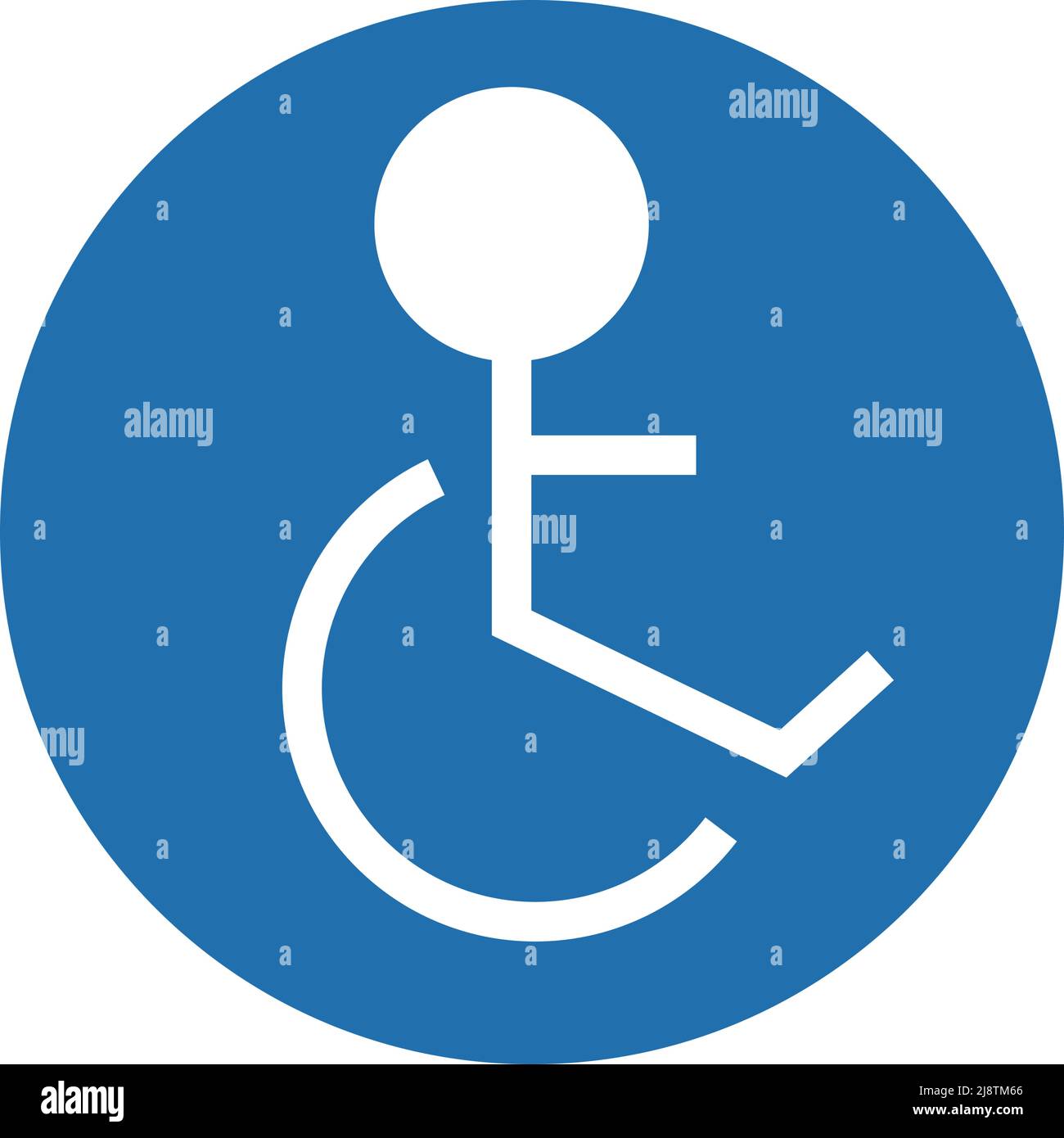 Das Piktogramm des Rollstuhls im blauen Kreis. Bearbeitbarer Vektor. Stock Vektor