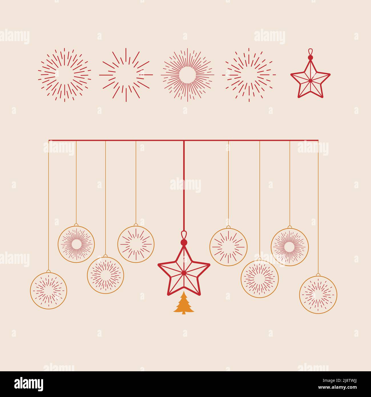 Hängende Weihnachtssterne und funkelnde isoliert in hellrosa Hintergrund. Element für Weihnachten und glückliches neues Jahr Vektor-Design. Stock Vektor