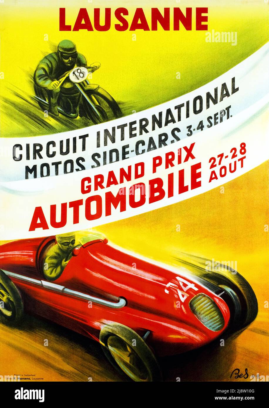 Vintage Race Poster - lausanne - Grand prix-Automobilstrecke-international Stockfoto