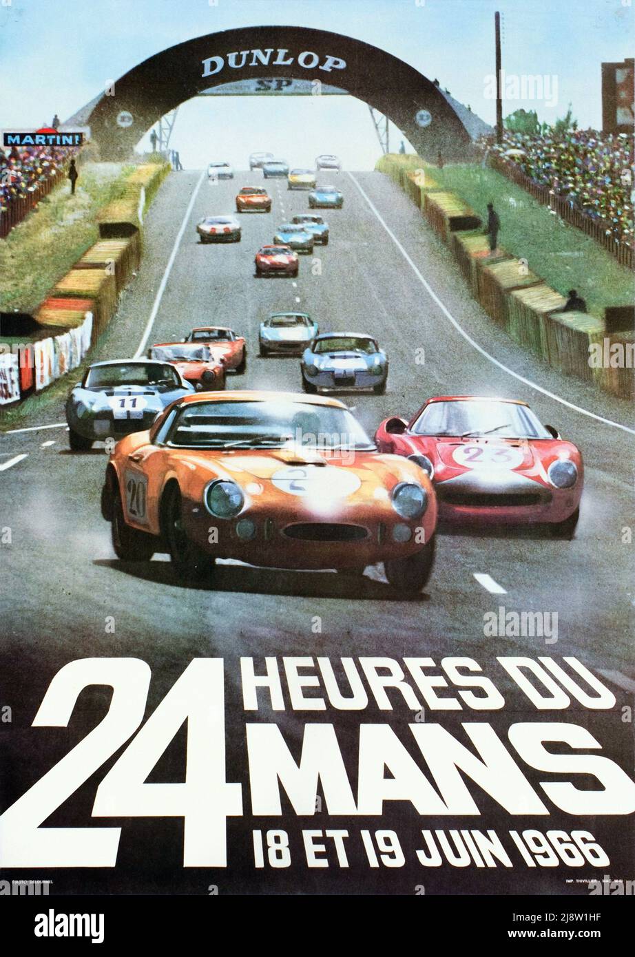 Vintage 1960s Rennplakat - 24 Stunden von Le Mans -1966 Stockfoto