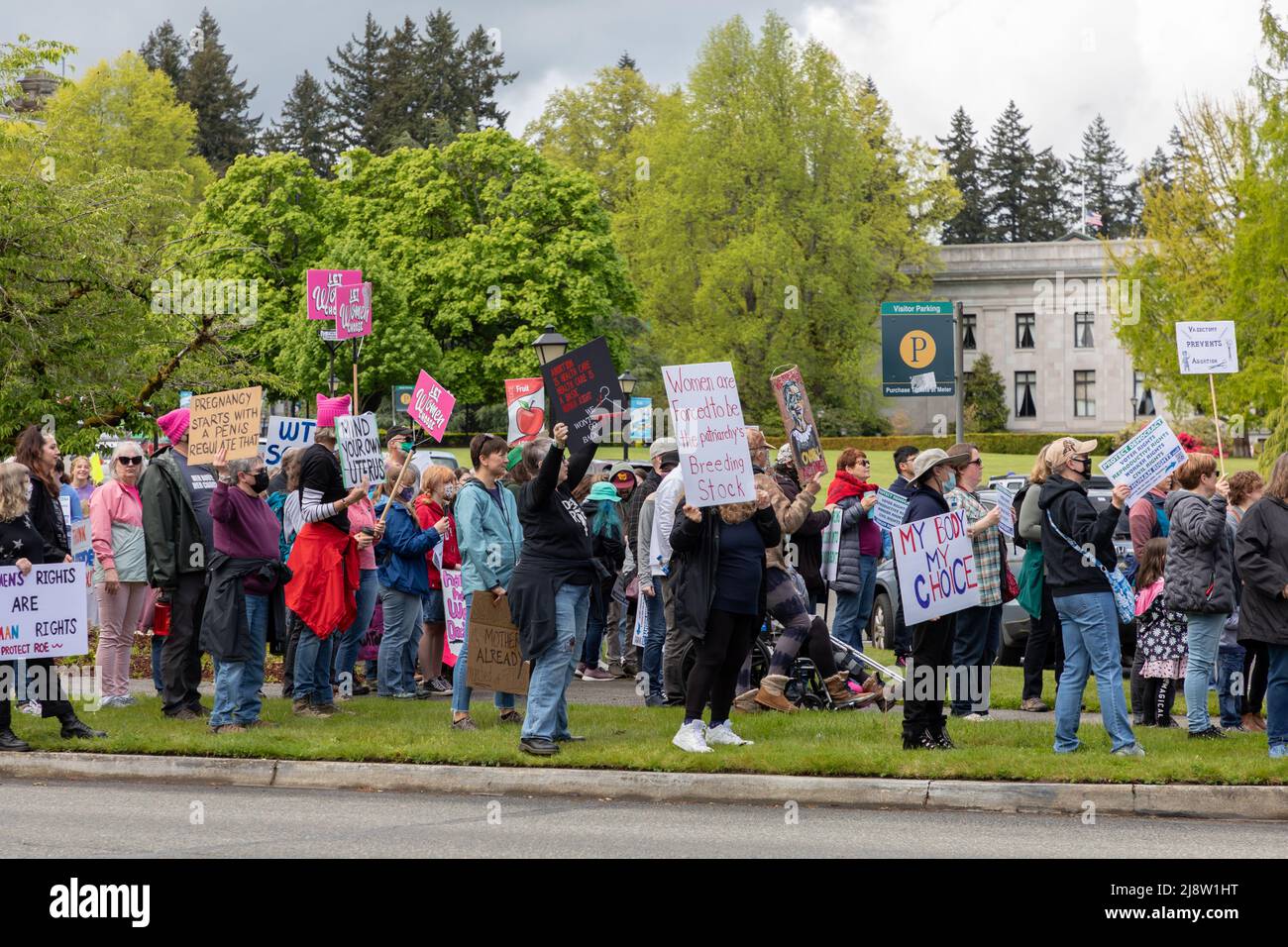 Verbot der Kundgebung unseres Körpers und des marsches am Kapitolgebäude, 14,2022. Mai Olympia, Washington Stockfoto