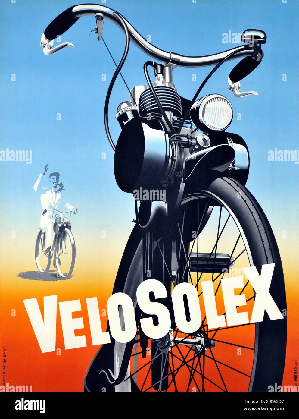 Vintage 1950s Poster - VeloSoleX Bike Poster Stockfoto