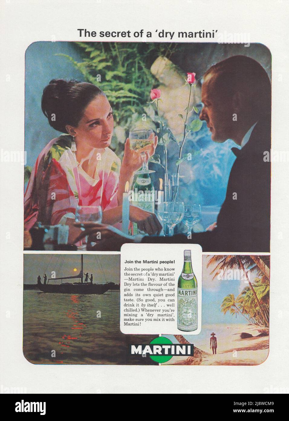Martini Vintage Werbeplakat Papier Anzeige 1970s Martini bianco martini rosso Stockfoto