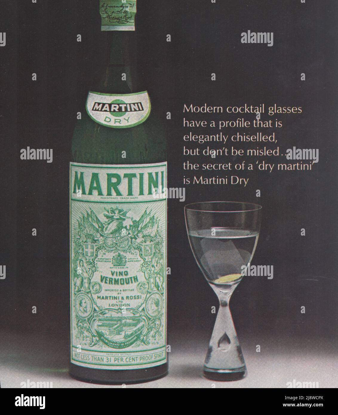 Martini Vintage Werbeplakat Papier Anzeige 1970s Martini bianco martini rosso Stockfoto