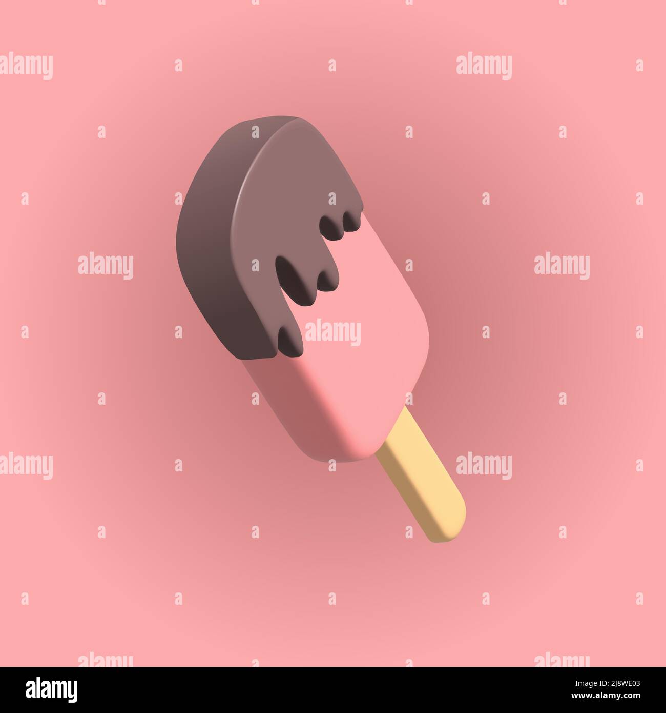 3D Eiscreme mit Schokoladenikone isoliert auf einem rosa Hintergrund. 3D Formvektordarstellung Stock Vektor