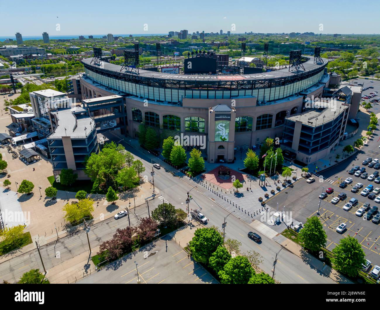 Chicago, Illinois, USA. 16.. Mai 2022. Das Guaranteed Rate Field ist ein Baseballstadion der Major League auf der Südseite von Chicago, Illinois. (Bild: © Walter G. Arce Sr./ZUMA Press Wire) Stockfoto