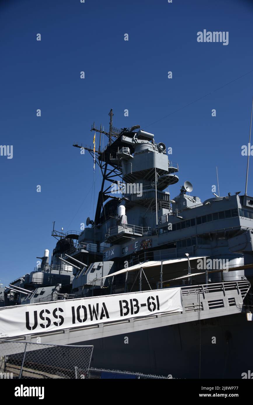 San Pedro, Kalifornien. USA. 2/28/2022. USA Iowa BB-61. U.S. Iowa BB-61 Maritime Museum. In Auftrag Gegeben Am 22. Februar 1943. Stillgelegt Am 26. Oktober 1990. Stockfoto