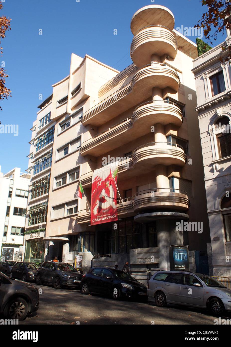 Hauptquartier der Kommunistischen Partei Portugals, PCP, ehemaliges Hotel Vitoria in der Ave da Liberdade, Lissabon, Portugal Stockfoto