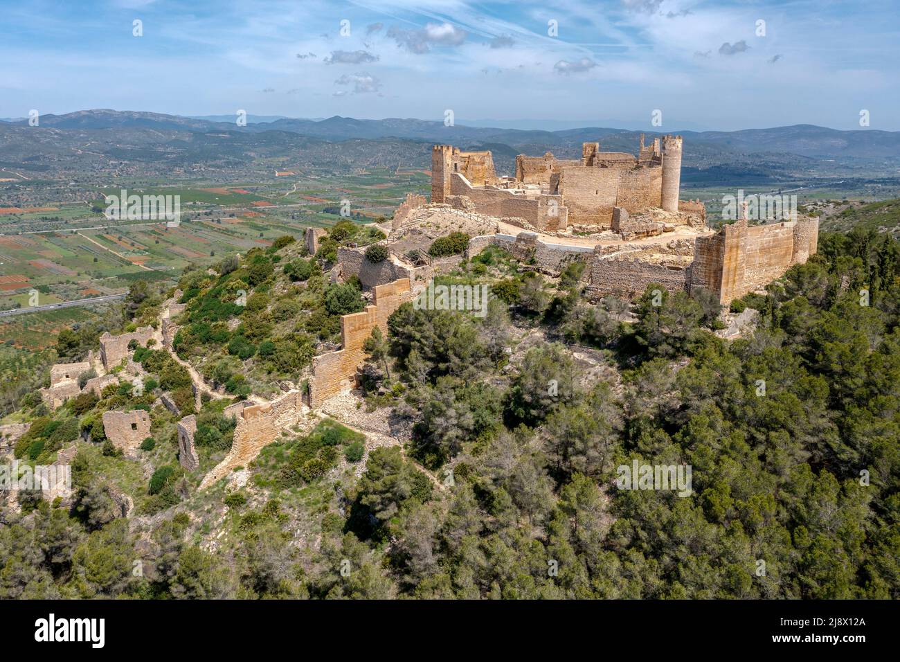 Burg Xivert in Alcala de Xivert Castellon Templarios Spanien twin towers Stockfoto