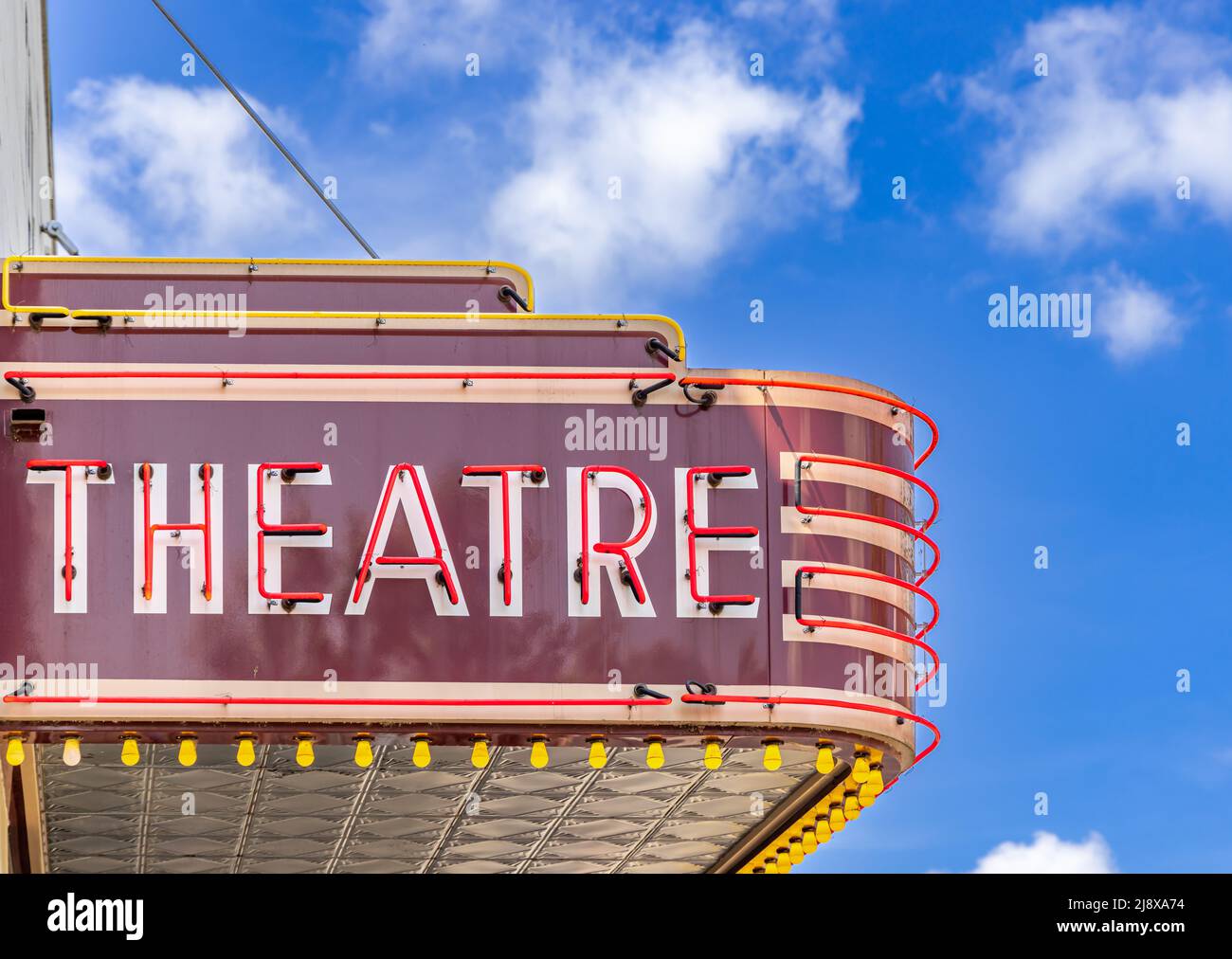 Detail des Neonschildes für das Franklin Theater in Franklin, Tennessee Stockfoto