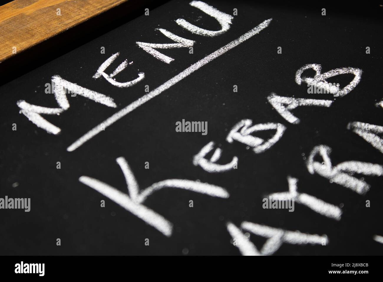 Menü auf Tafel Stockfoto