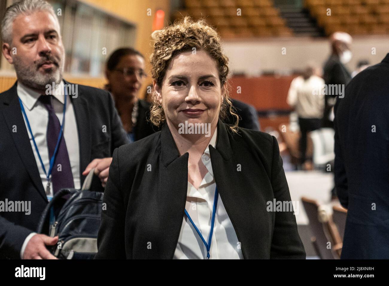 New York, NY - 18. Mai 2022: Die albanische Außenministerin Olta Xhacka nimmt am Ministertreffen zum Fahrplan für die globale Ernährungssicherheit im UN-Hauptquartier Teil Stockfoto