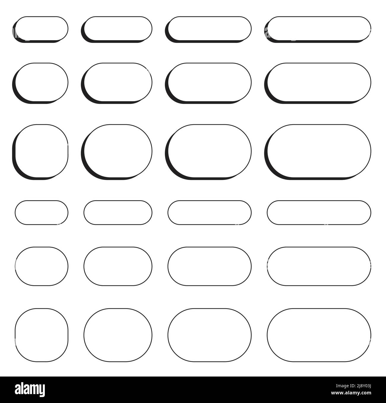 Rechteckige Form mit abgerundetem Eckhintergrund. Schlagschatten und dünne Linie. Stock Vektor