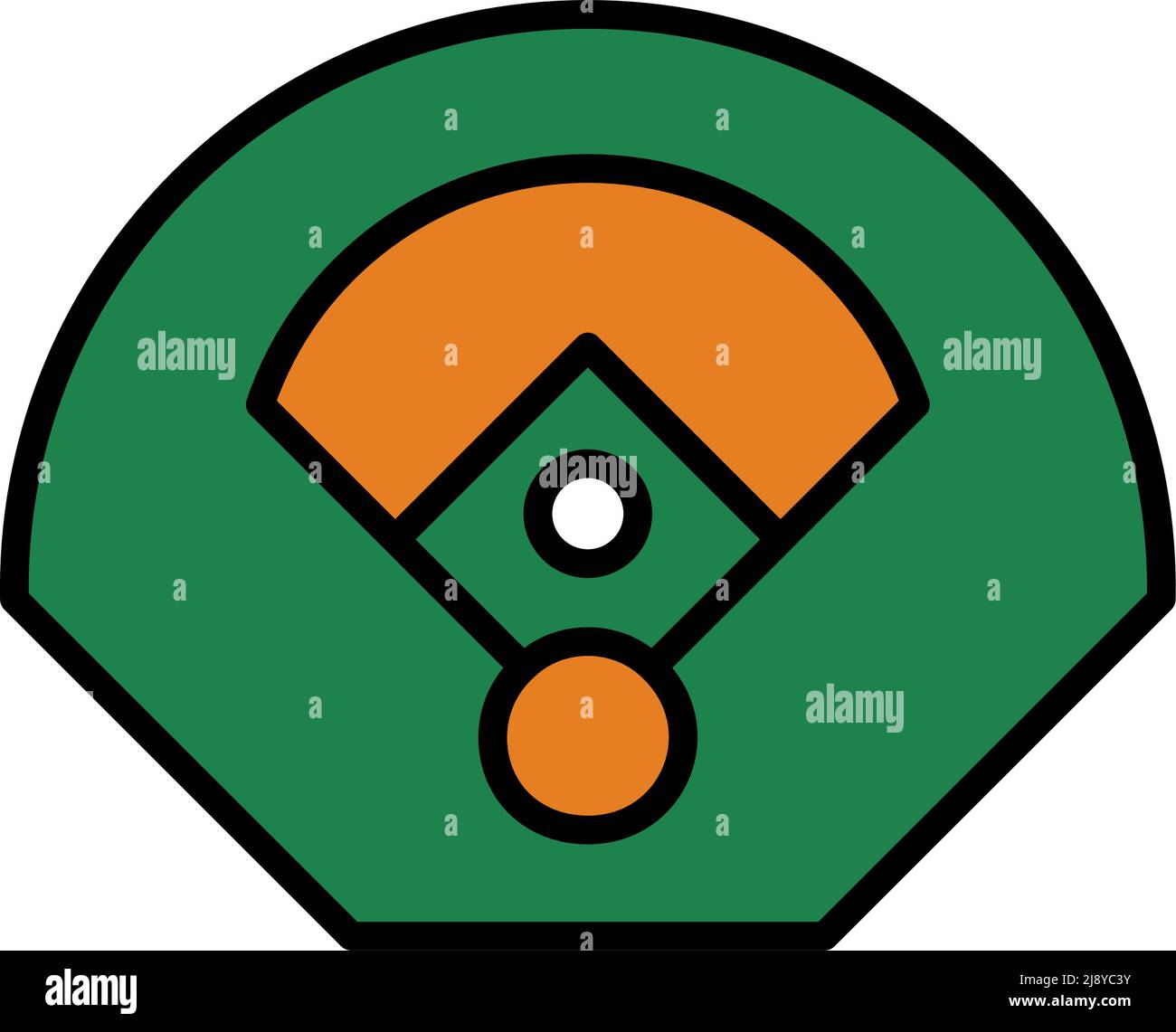 Symbol Für Die Luftansicht Des Baseballfelds. Editierbare Fett Formatigte Kontur Mit Farbfüllungsdesign. Vektorgrafik. Stock Vektor