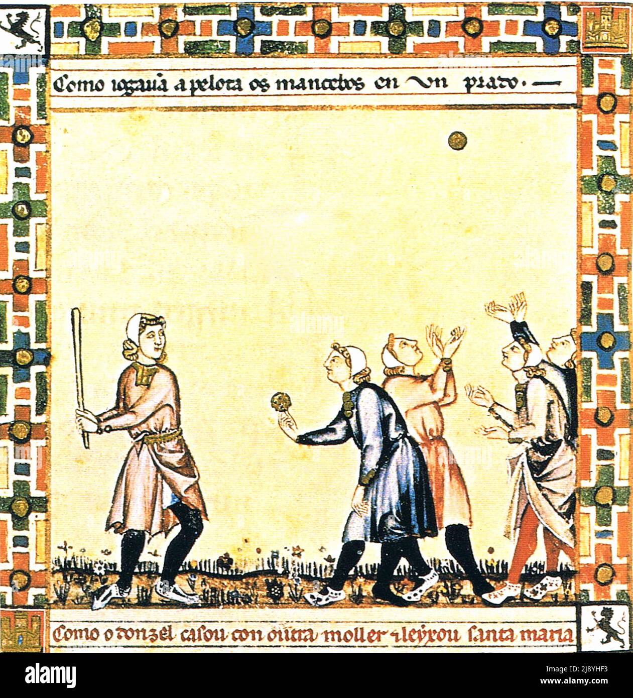 Mittelalterlicher Baseball - Pelota - in den Cantigas de Santa Maria - c1280 Stockfoto