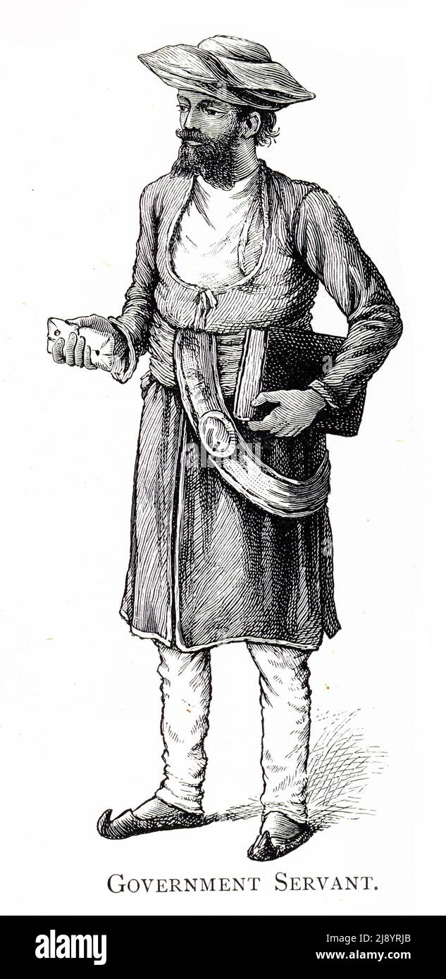 Stich eines Regierungsbeamten in Indien, um 1880 Stockfoto