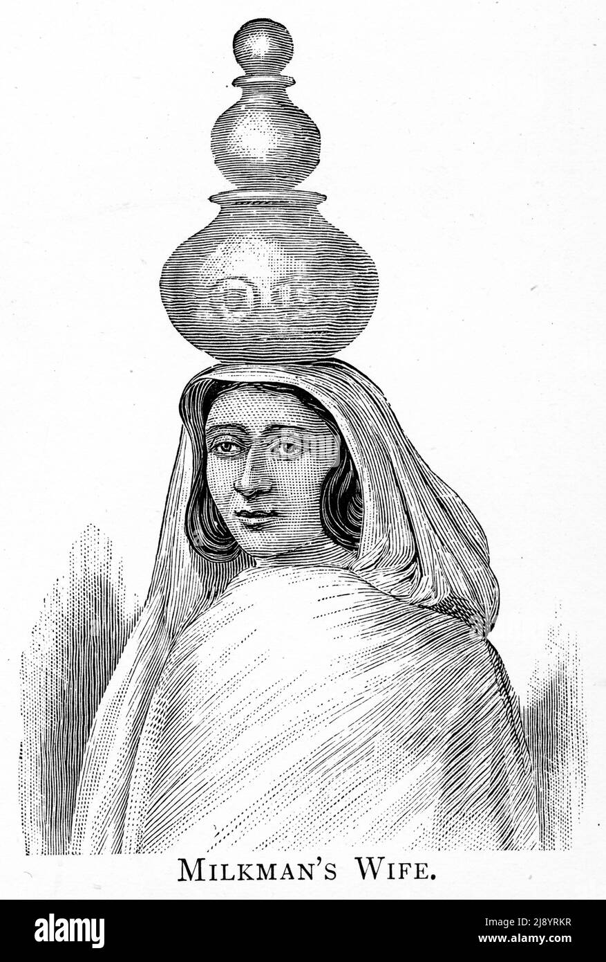 Stich der Frau eines Milchmanns in Indien, um 1880 Stockfoto