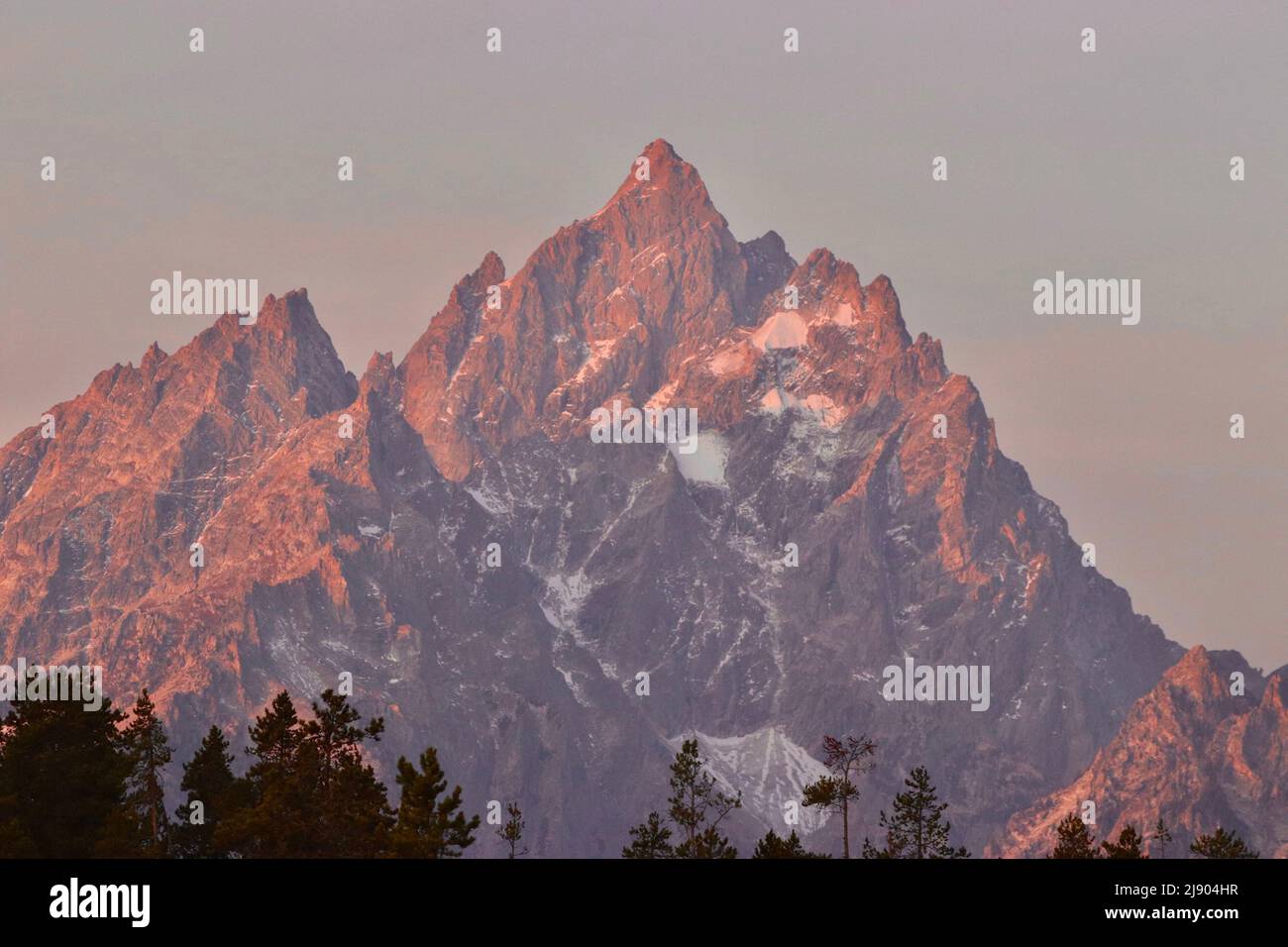 Das Grand Teton bei Sonnenuntergang Stockfoto