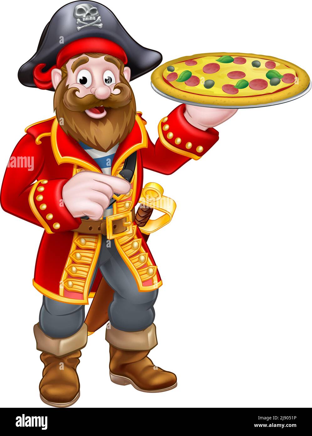 Pirate Cartoon Captain Pizza Chef Mascot Stock Vektor