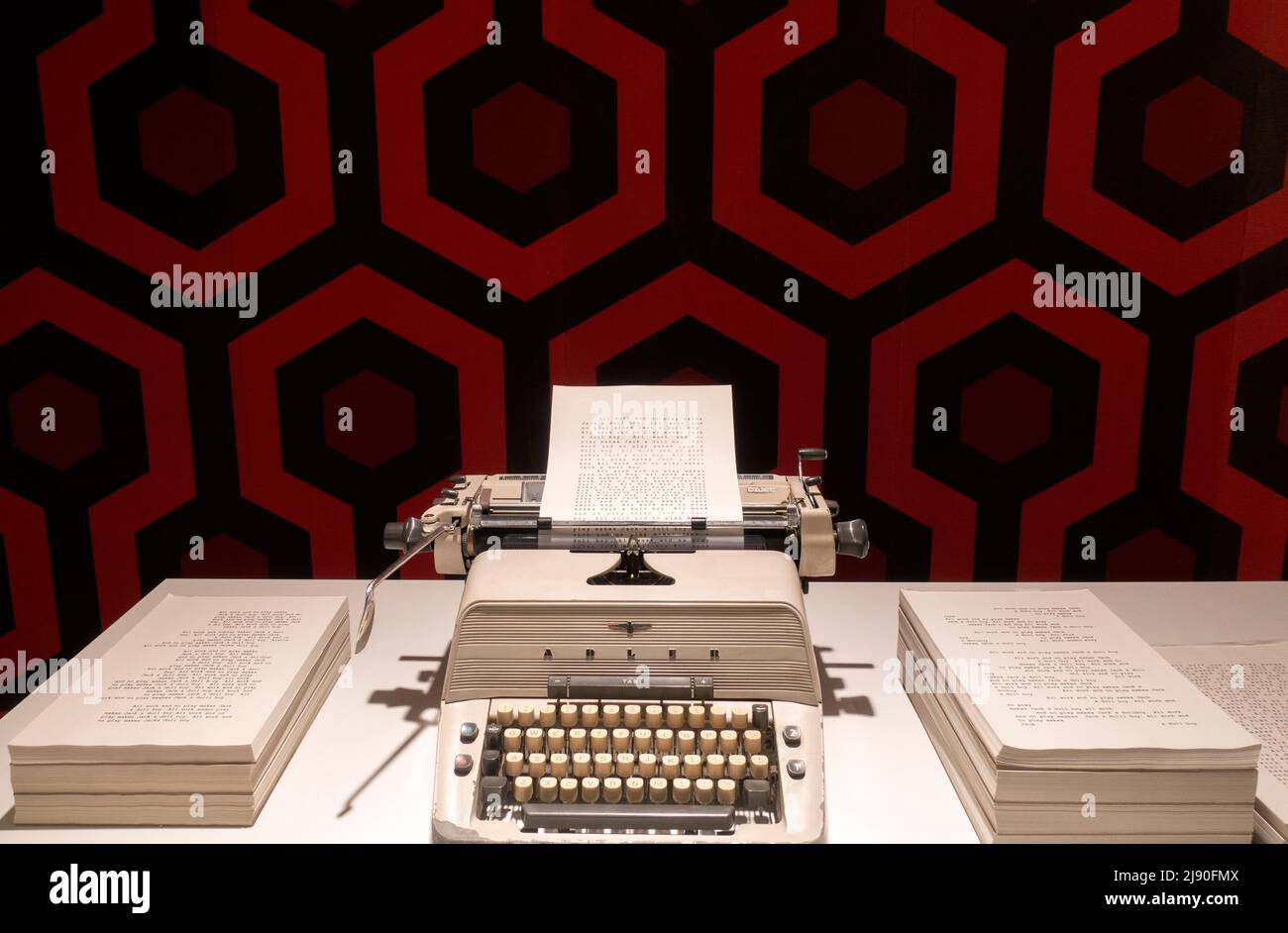 Schreibmaschine, die im Film „der glänzende“ verwendet wird.Stanley Kubrick Ausstellung.CCCB Museum.Barcelona.Spanien Stockfoto