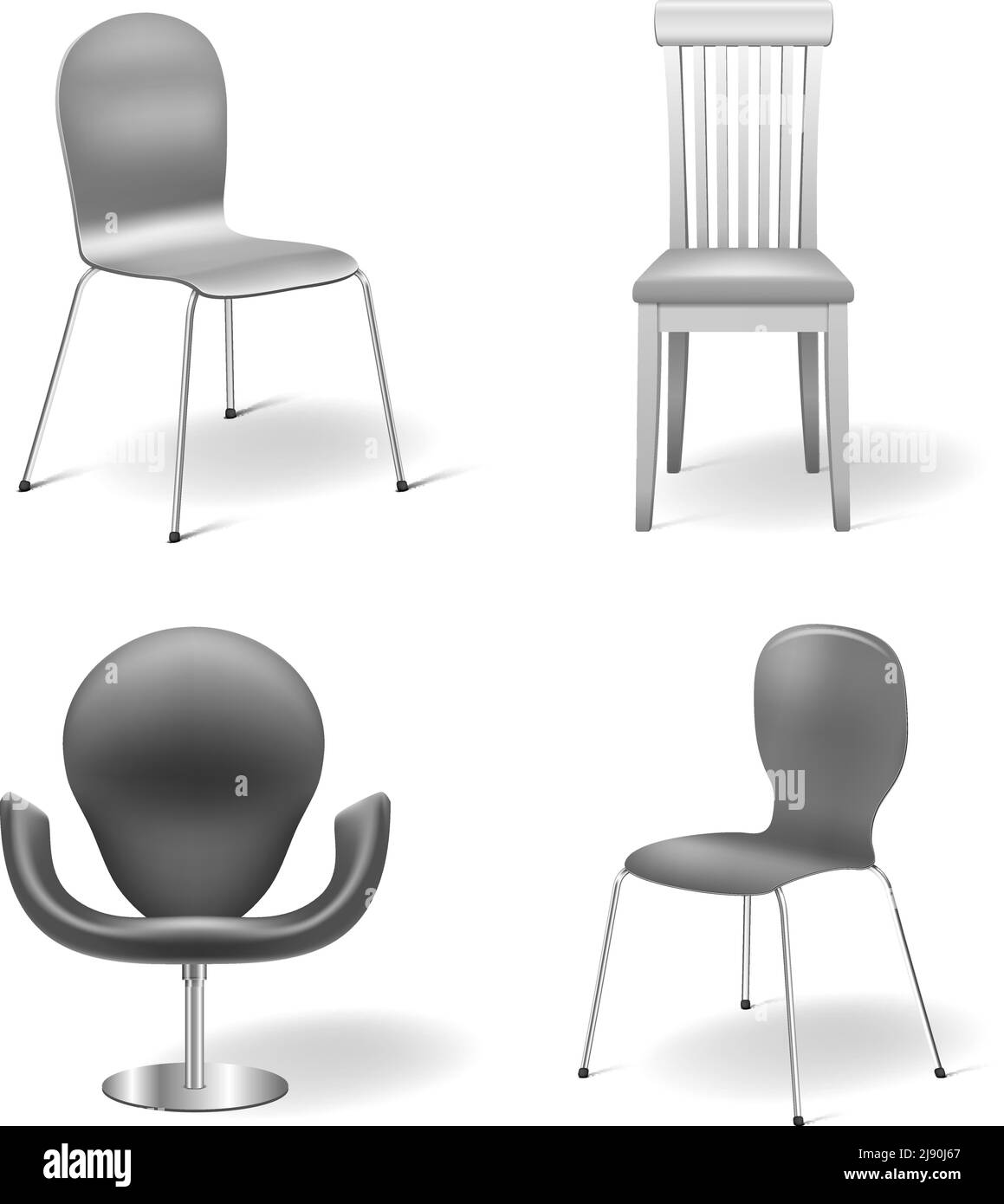 Vector Stühle Set isoliert auf weißem Hintergrund: Stuhl Sessel Stock Vektor