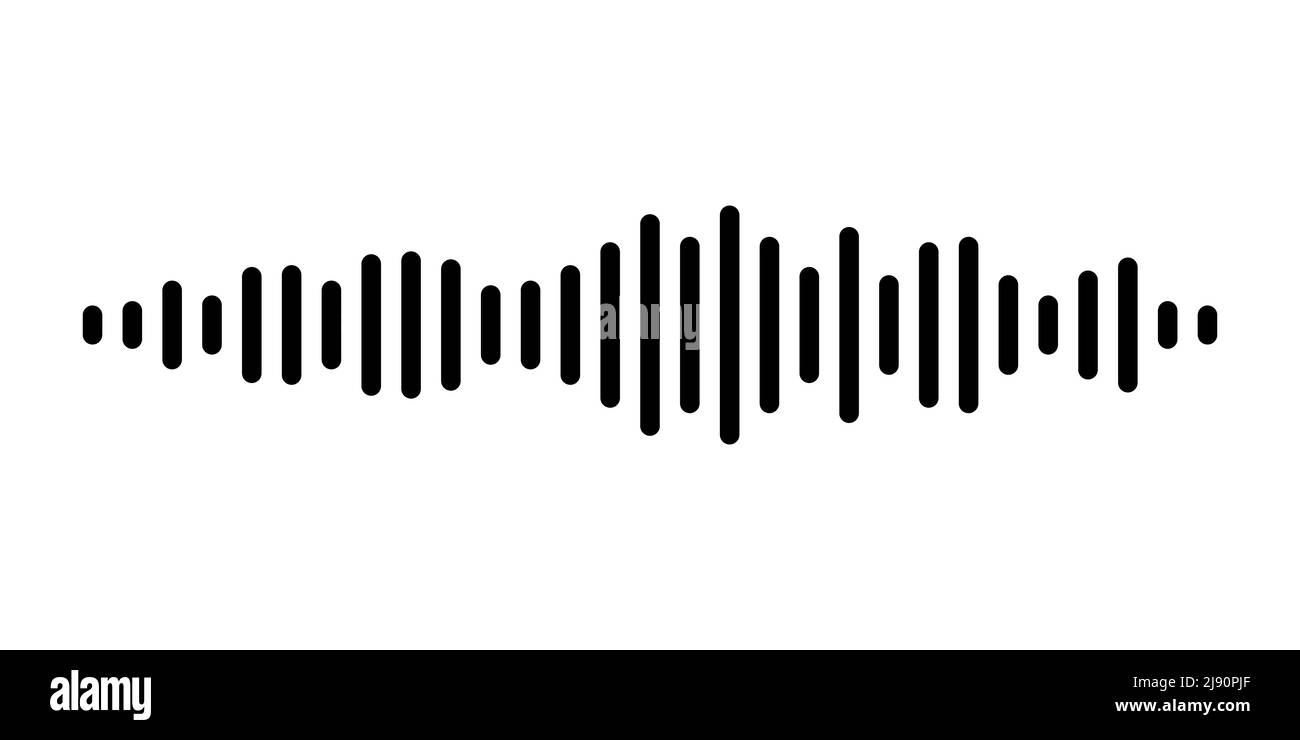 Schwarze Schallwellen des Equalizers auf weißem Hintergrund isoliert. Vektorgrafik Clipart. Stock Vektor