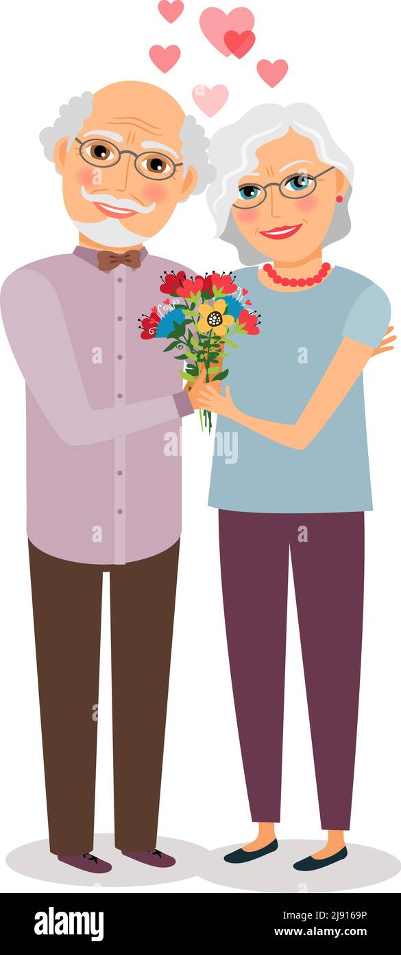 Glückliches älteres Paar. Menschen Frau und Mann, Großelternteil ältere. Vektorgrafik Stock Vektor